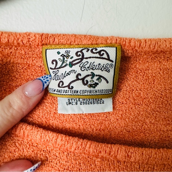 Heirloom collectibles orange extremely soft stretchy long sleeve top Sweater L - Picture 6 of 9